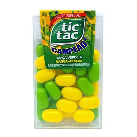 Pastilha tic tac 16g maçã verde, manga e goiaba