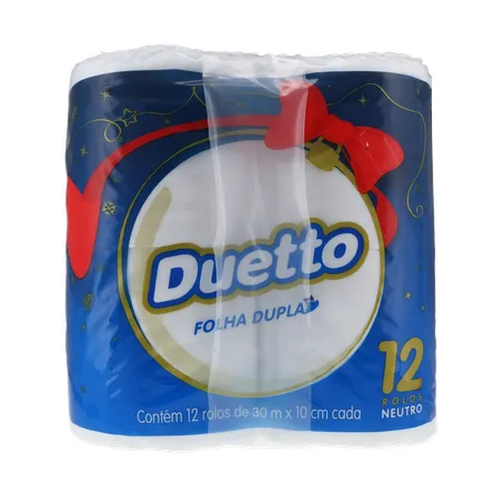 Papel higiênico duetto folha dupla 12x30m neutro 360-9