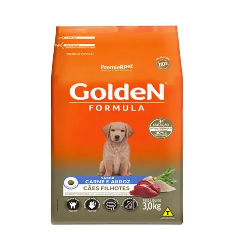 Ração Golden Fórmula para Cães Filhotes Sabor Carne e Arroz 3Kg