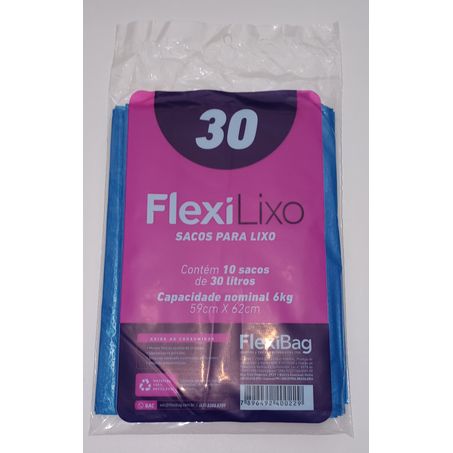 Saco p/lixo flexilixo azul 30l c/10