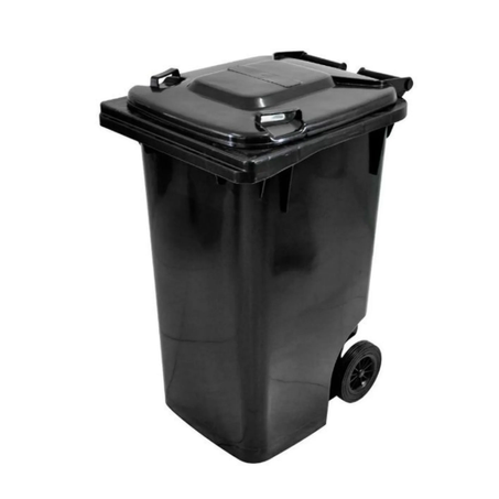CONTENTOR DE LIXO PLÁSTICO 120L C/ RODA PRETO BRALIMPIA C120