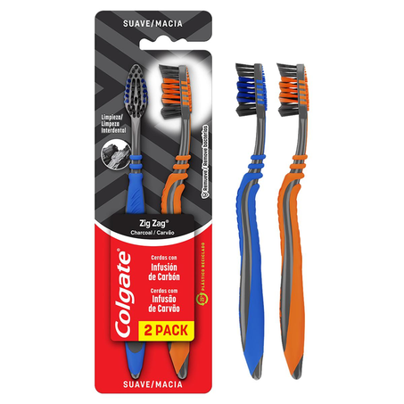 Escova Dental Colgate Com 2 Unidades - Zig Zag - Carvão