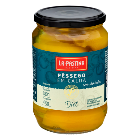 Pêssego em Calda Metades com Amêndoas Diet La Pastina Vidro 410g