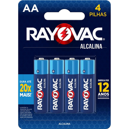 Pilha Rayovac Alcalina AA - Com 4 Pilhas