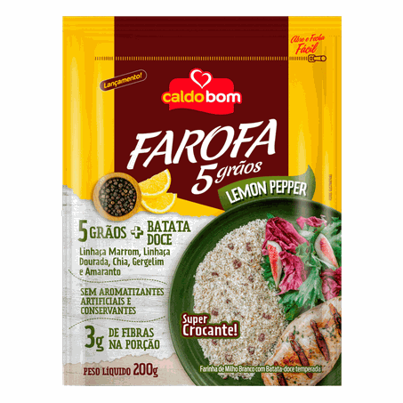 Farofa caldo bom 5 grãos lemon pepper 200g