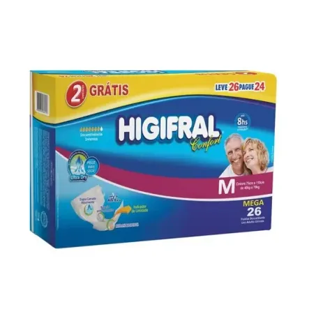  FRALDA MEGA GERIATRICA HIGIFRAL CONFORT M L26 P24UN