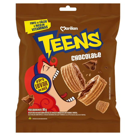 Biscoito Teens Marilan 80g - Recheado com Chocolate