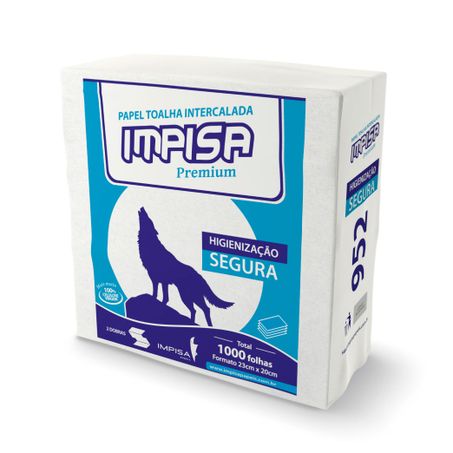 Toalha de papel intercaladas impisa premium com 1000 folhas 23x20cm