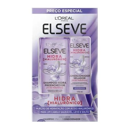 Kit Shampoo 375ml + Condicionador 170ml L'Oréal Paris Hidra Hialoronico Caixa com 2un - 545ml
