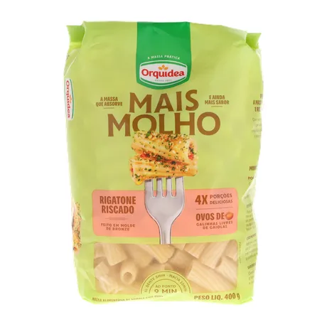 Macarrão de Sêmola com Ovos Rigatone Riscado Orquídea Absorve Mais Molho 400G