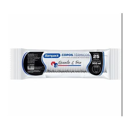 COPO BOMPACK TERMICO 300ML COM 25 UNIDADES