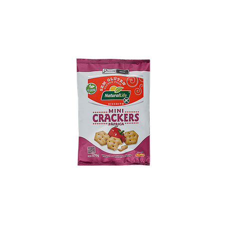 Biscoito Mini Crackers Sabor Páprica Vegano S/ Glúten Kodilar 70g