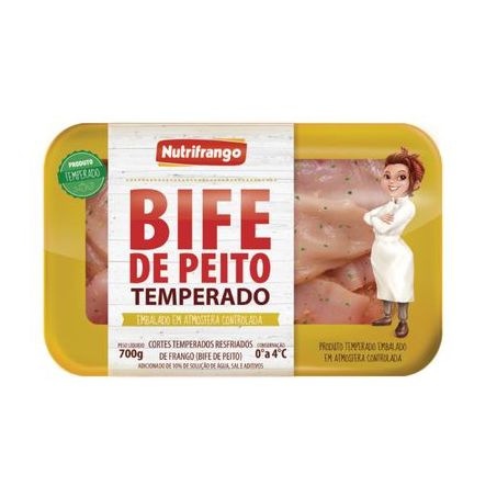 Filé de peito de frango bife temperado Nutrifrango 700g