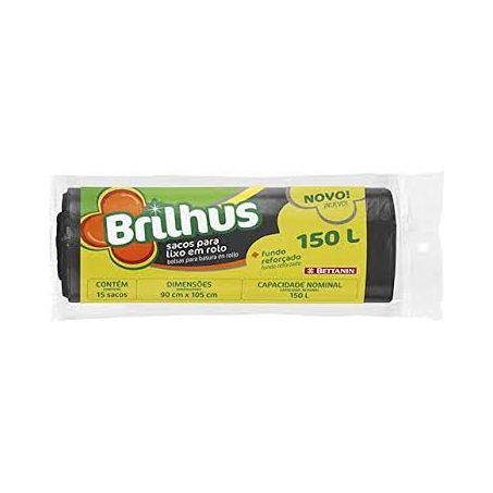 SACO DE LIXO BRILHUS 150L C/15UN (075235)