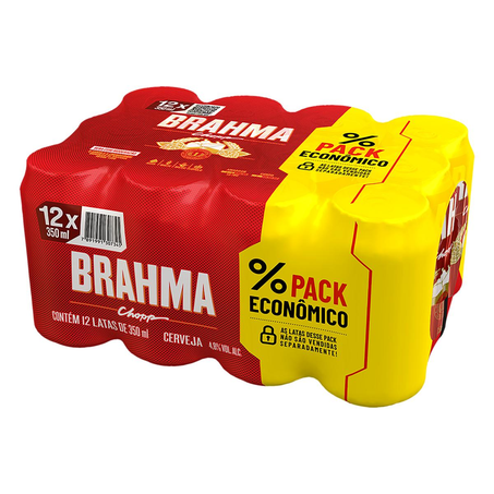 Cerveja Brahma Chopp 350ml - Pack com 12 Latas