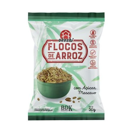 Flocos de Arroz Okoshi Integral Açúcar Mascavo 50g