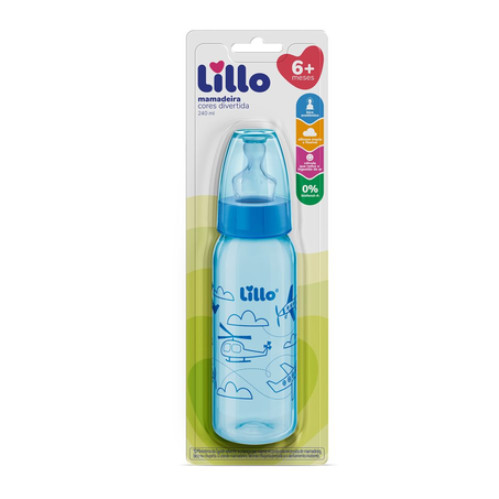 Mamadeira Lillo Divertida Silicone Orto Azul com 240Ml