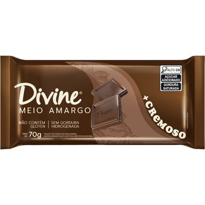 Chocolate amargo mais cremoso divine 70g