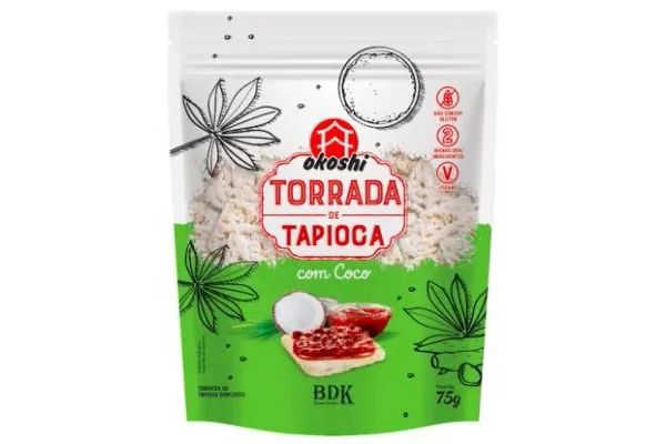 Torrada Okoshi Sem Gluten e Lactose Tapioca Com Coco 75g | Super Koch