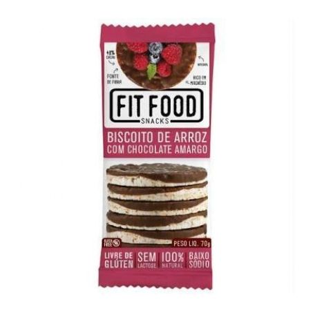 Biscoito de Arroz Fitfood Sem Glúten Chocolate Amargo Embalagem 70G
