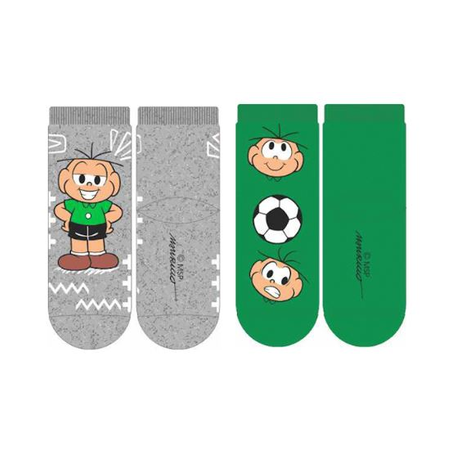 Kit Meia Cia da Meia Soquete Infantil Cebolinha com 2 Pares