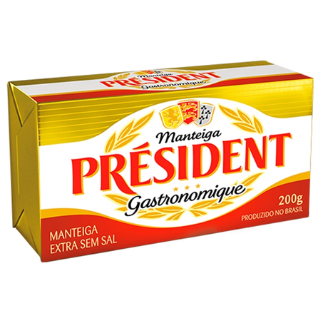 MANTEIGA PRESIDENT TABLETE S/SAL 200G