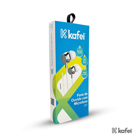 FONE DE OUVIDO KAFEI INTRA AURICULAR COM MICROFONE - F002 BRANCO CAIXA C/1UNID
