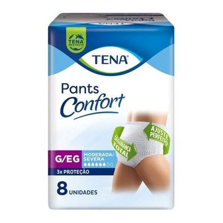 Roupa íntima descartável g/eg unissex tena pants confort pacote 8 un