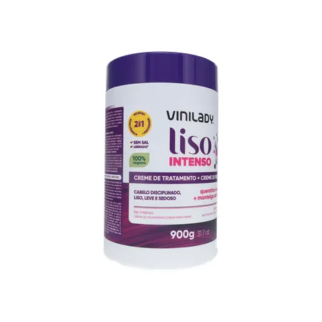 Creme de Tratamento + Creme de Pentear Vinilady Liso Intenso Pote 900gr 360-33