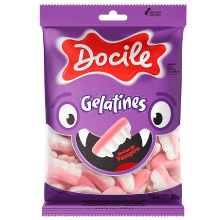 Bala gelatines docile 80gr dentes vampiro