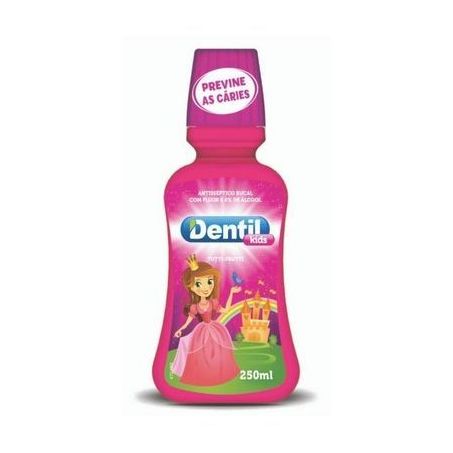 Enxaguante Bucal Kids Zero Álcool Princesas Rosa Dentil Tutti Frutti 250ml