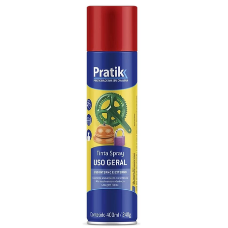 Tinta spray pratik vermelho para uso geral 400ml