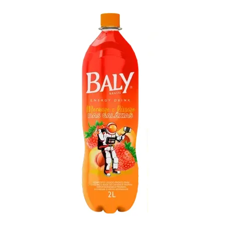 Energético baly morango e pêssego das galáxias garrafa 2l