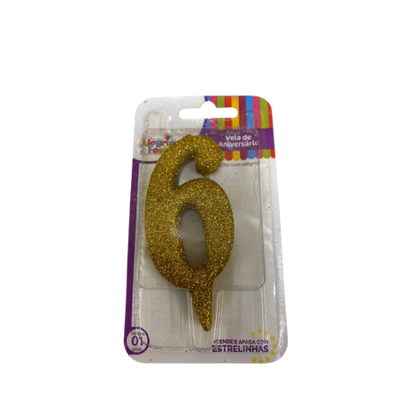 VELA ESTILO PREMIUM ALEGRIA&FESTA N°6 DOURADO     