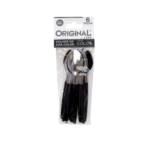 CJ.COLHER CHA ORIGINAL 6PCS PRETO