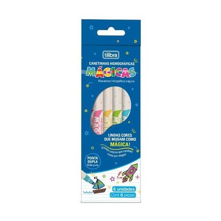 Caneta hidrografica magicas 6 cores 2 pontas