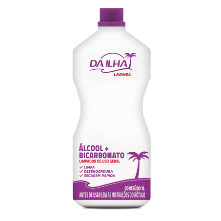 Álcool Da Ilha 8 com Bicarbonato Lavanda Frasco 1L