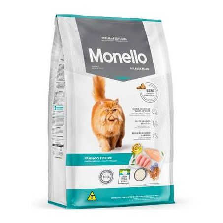 Racao monello gatos bola de pelo 1kg frango e peixe