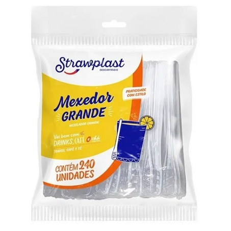 MEXEDOR P/ CAFÉ 11CM C/240UN CRISTAL STRAWPLAST