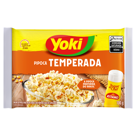 Pipoca de Microondas Yoki Popcorn Temperada com Toque de Chef Kitano 100G