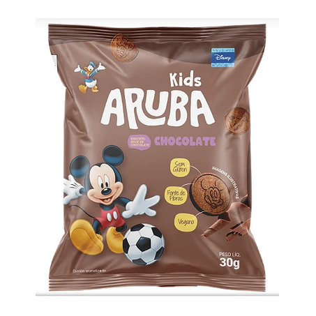 Biscoito aruba kids mickey chocolate 30g.