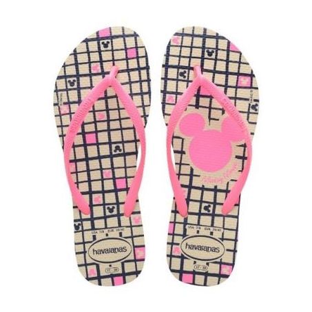 Chinelo Havaianas Slim Fc 41/42 Disney Bege Palha