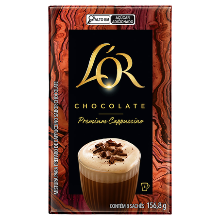Cappuccino Solúvel Lór Chocolate Premium Sachê 19.6gr - Caixa com 8un - 156.8gr