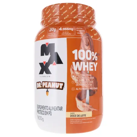 SUPLEMENTO WHEY PROTEIN MAX TITANIUM DR.PEANUT DOCE DE LEITE POTE 900G