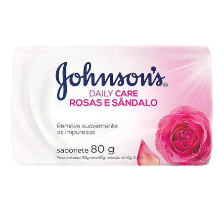 SABONETE EM BARRA JOHNSON'S DAILY CARE ROSAS E SÂNDALO PACOTE 80G 