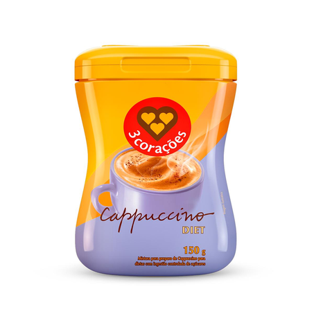 Cappuccino 3 Corações 150g - Diet - Pote