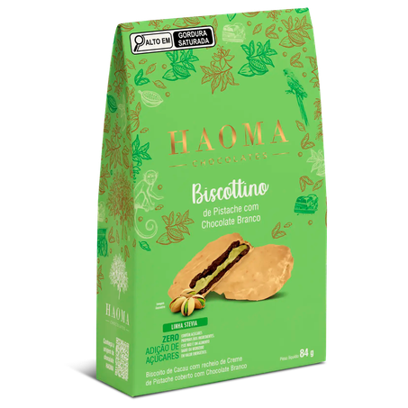 Biscoito Haoma Biscottino de Pistache Com Chocolate Branco 84g