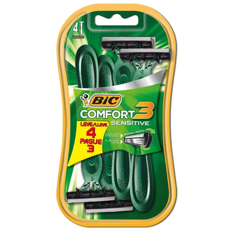 Aparelho barbear bic l4p3 comfort3 verde sensetive
