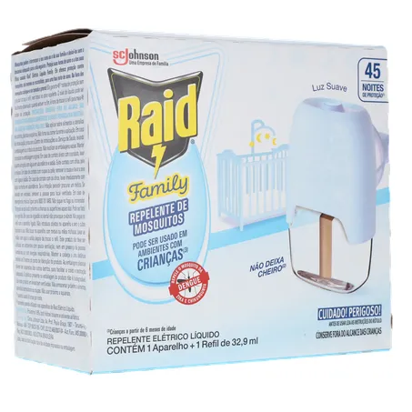 Repelente Raid Family Sem Cheiro Aparelho com Refil 32,9Ml 360-33