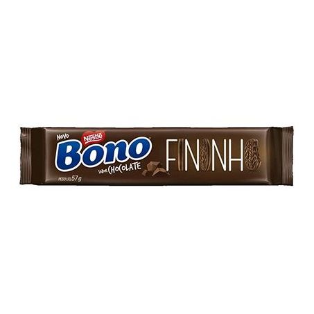 Biscoito Nestlé Bono Recheado Fininho Chocolate Pacote 57g 
 
